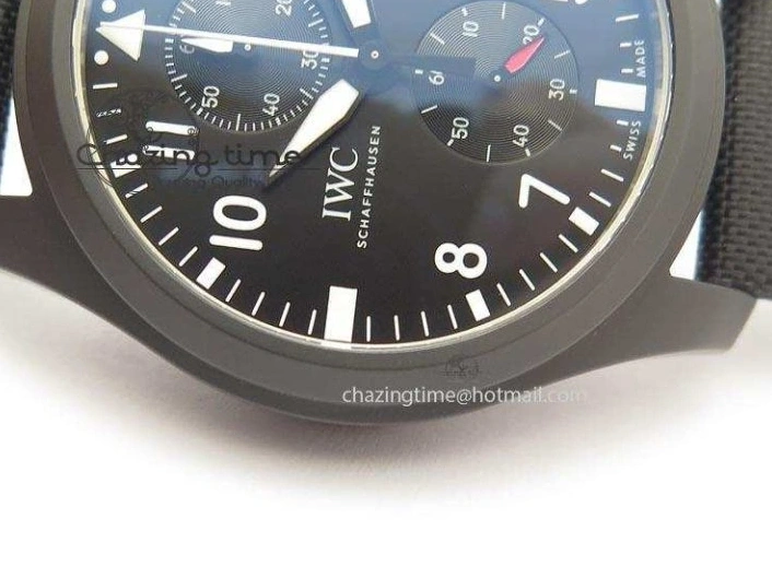 MIROTIME 0412 EasyCare Pilot Chrono IW388001 Real Ceramic ZF 1:1 Best Edition On Black Nylon Strap A 7279
